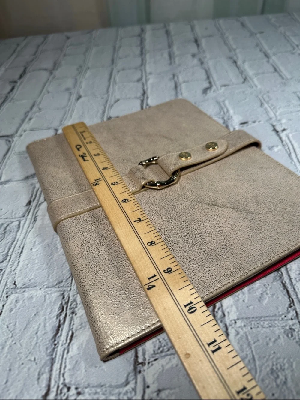 Elaine Turner Gold Metallic iPad case snap closure business card holder